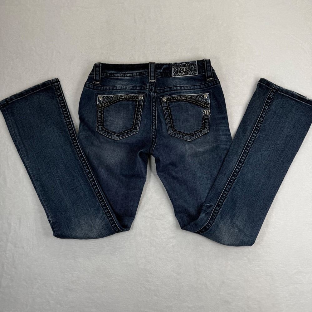 Miss Me Mid-Rise Slim Boot Dark Wash Embellished Jeans‎ MP7697SB5V Size 27